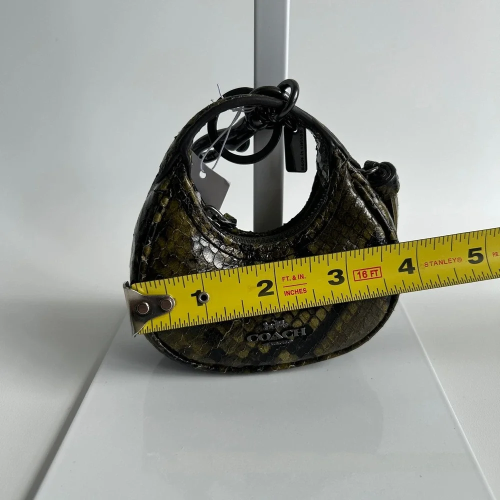 Coach Carmen Green Snake Print Embossed Leather Bag Charm NWT CCF18